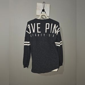 Pink VICTORIA'S SECRET Women's Dark Blue L/S Varsity T-Shirt Size Small